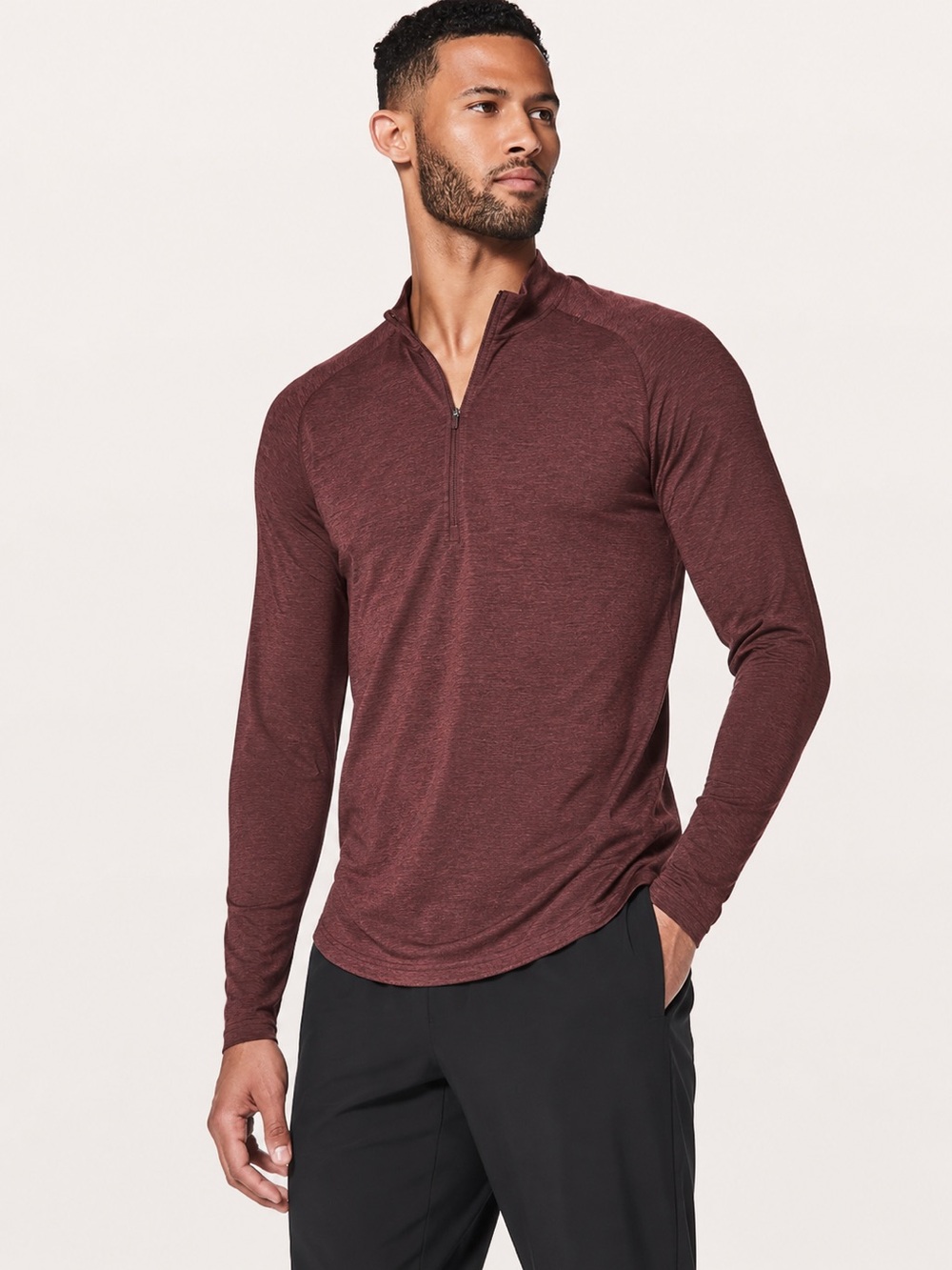 Lululemon Men's Metal Vent Tech Half-Zip Long Sleeve Top Burgundy Red